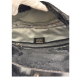 Fendi Black Leather Trim Plush Rabbit Fur Baguette