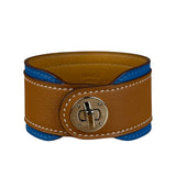 Hermes Blue/Brown Leather Turnlock Bracelet