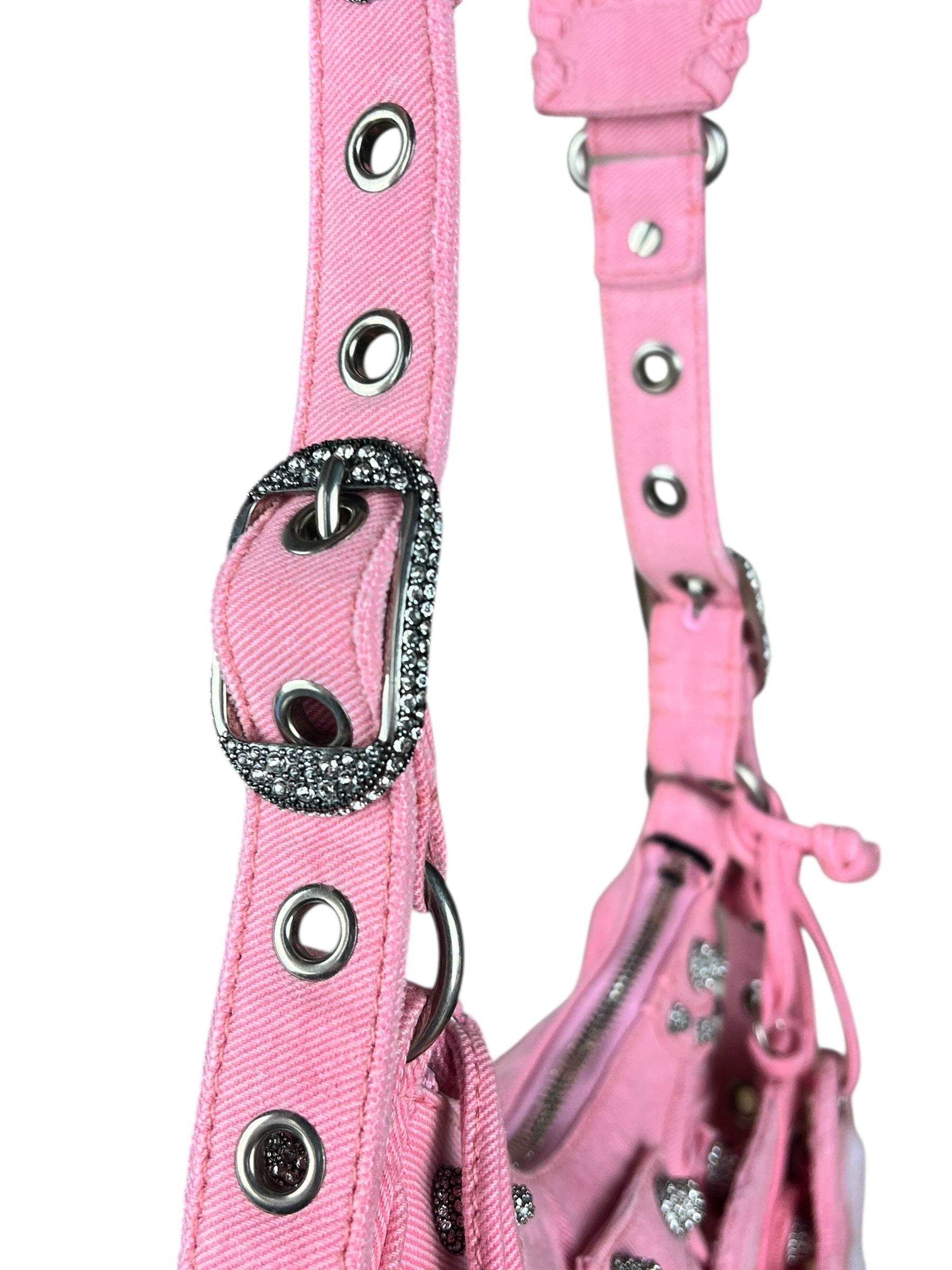 Balenciaga Pink Denim Le Cagole Shoulder Bag