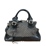 Chloe Black Tweed Leather Paddington Shoulder Bag