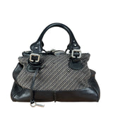 Chloe Black Tweed Leather Paddington Shoulder Bag