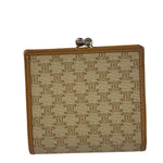 Celine Vintage Brown Leather Macadam Bi-Fold/Kiss-Lock Coin Wallet