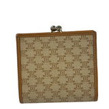 Celine Vintage Brown Leather Macadam Bi-Fold/Kiss-Lock Coin Wallet