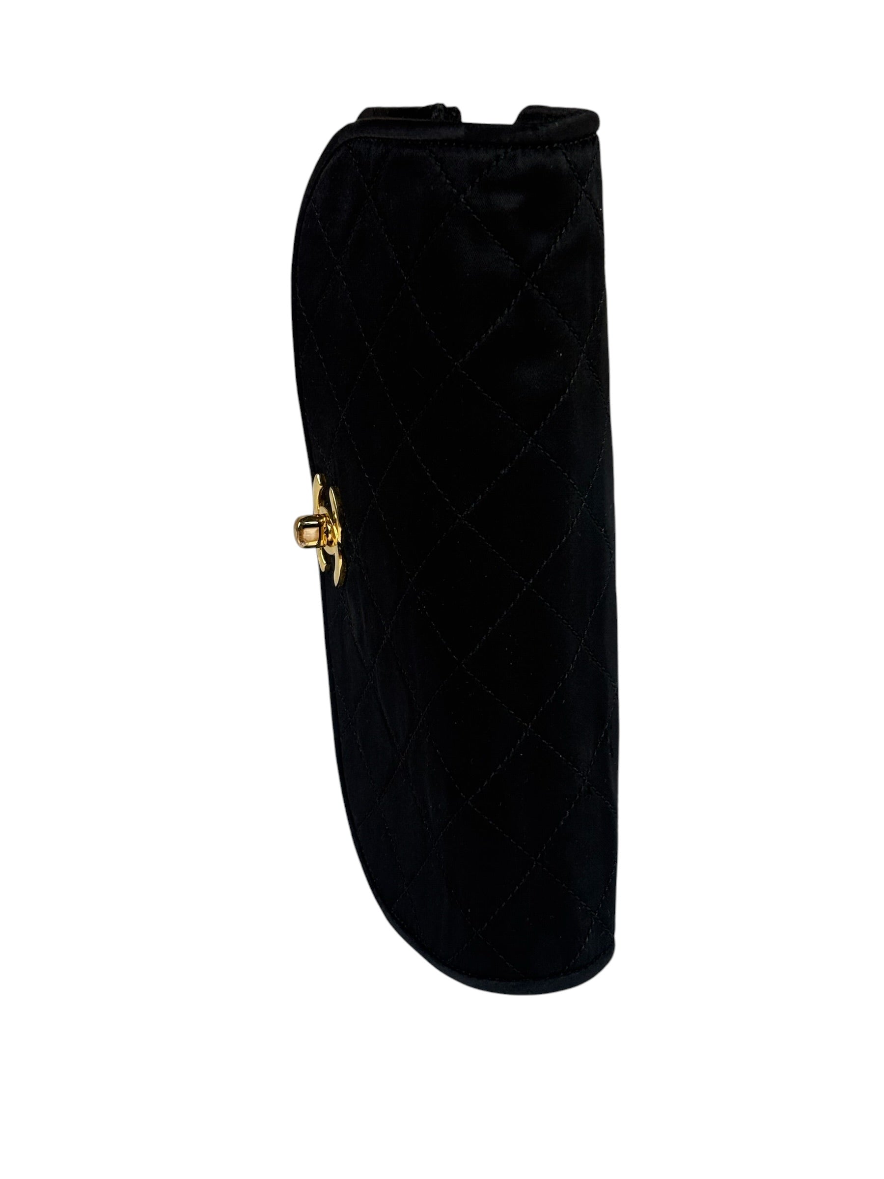 Chanel Black Quilted Satin Shoulder Bag
