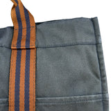 Hermes Vintage Blue/Brown Fourre-Tout Canvas Tote Bag MM