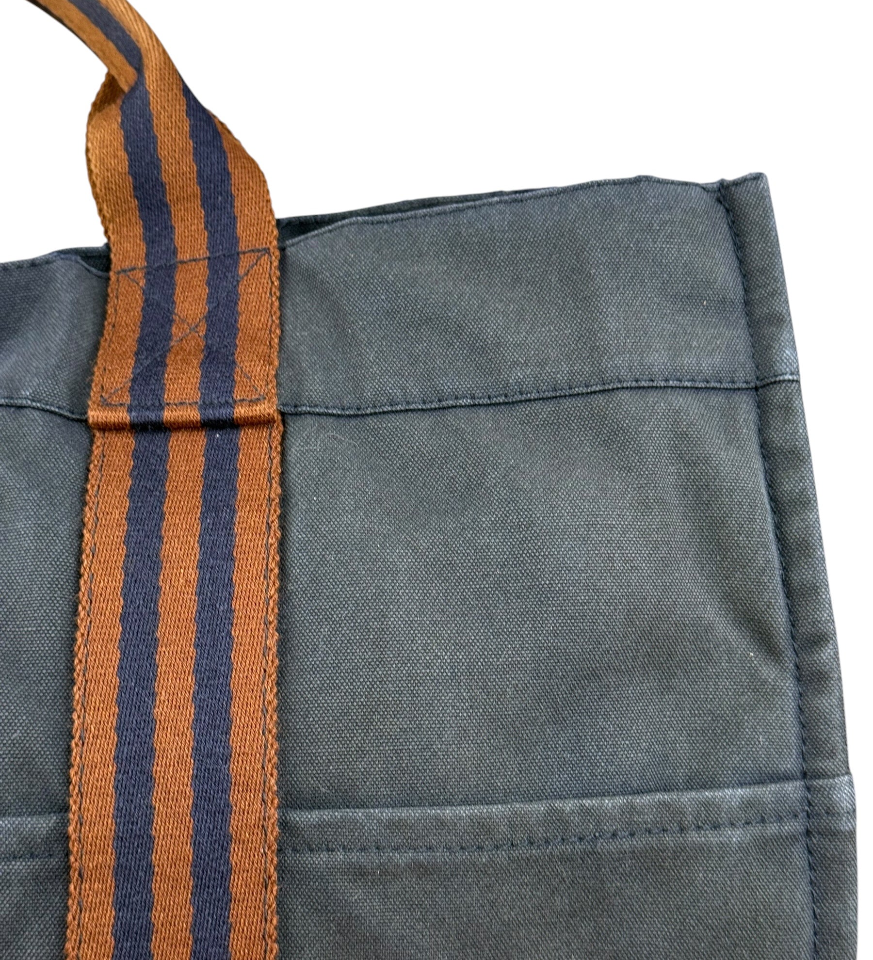 Hermes Vintage Blue/Brown Fourre-Tout Canvas Tote Bag MM