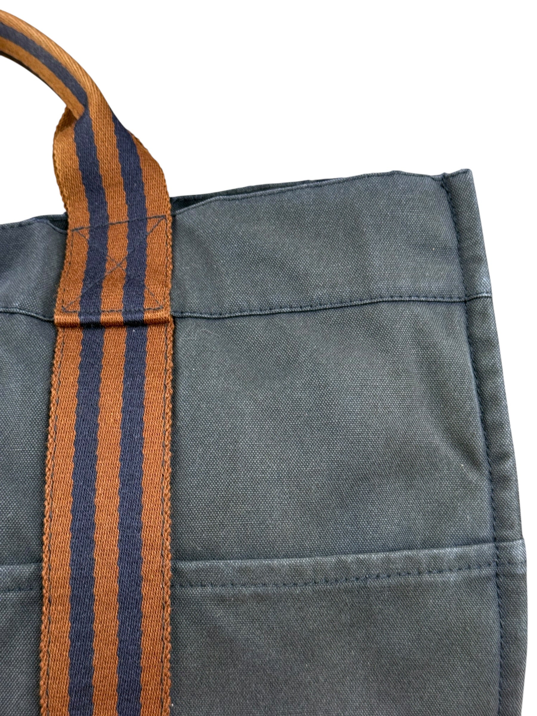 Hermes Vintage Blue/Brown Fourre-Tout Canvas Tote Bag MM