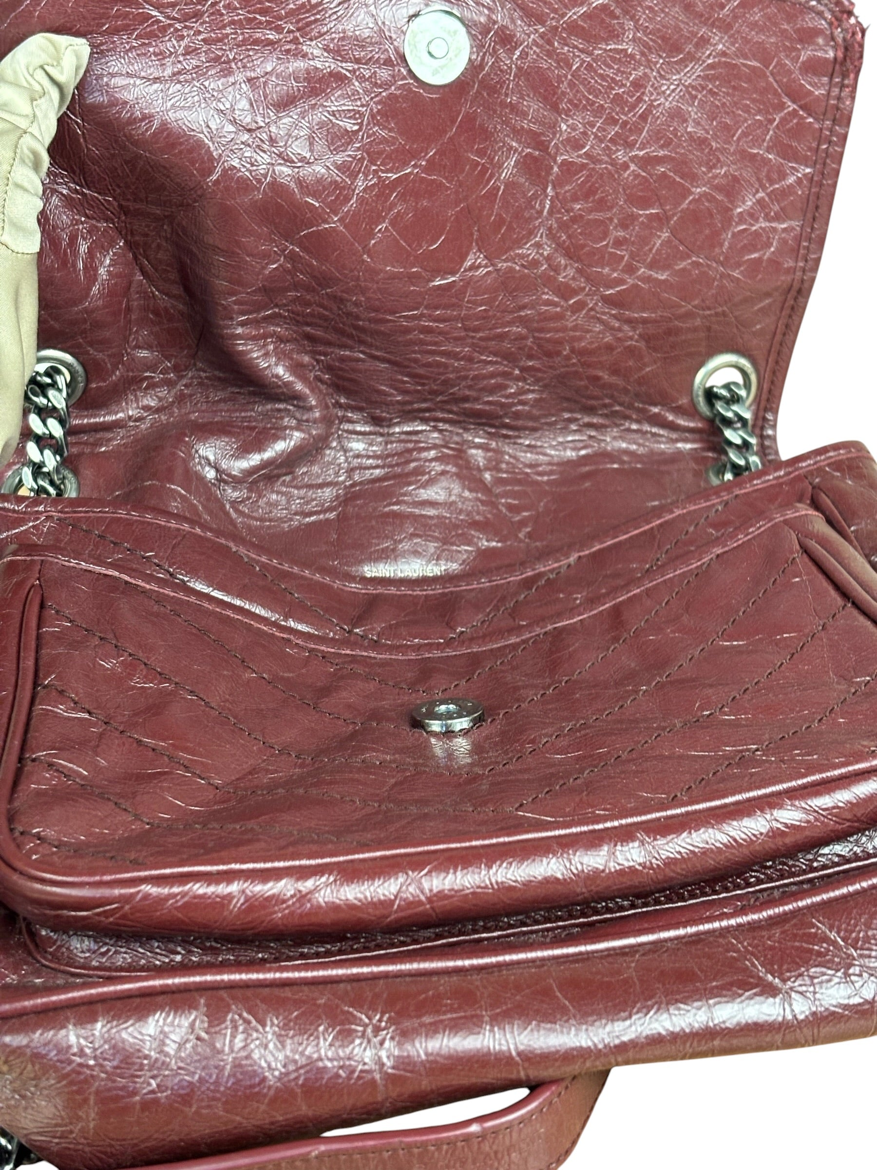 YSL Maroon Leather M Niki Shoulder Bag