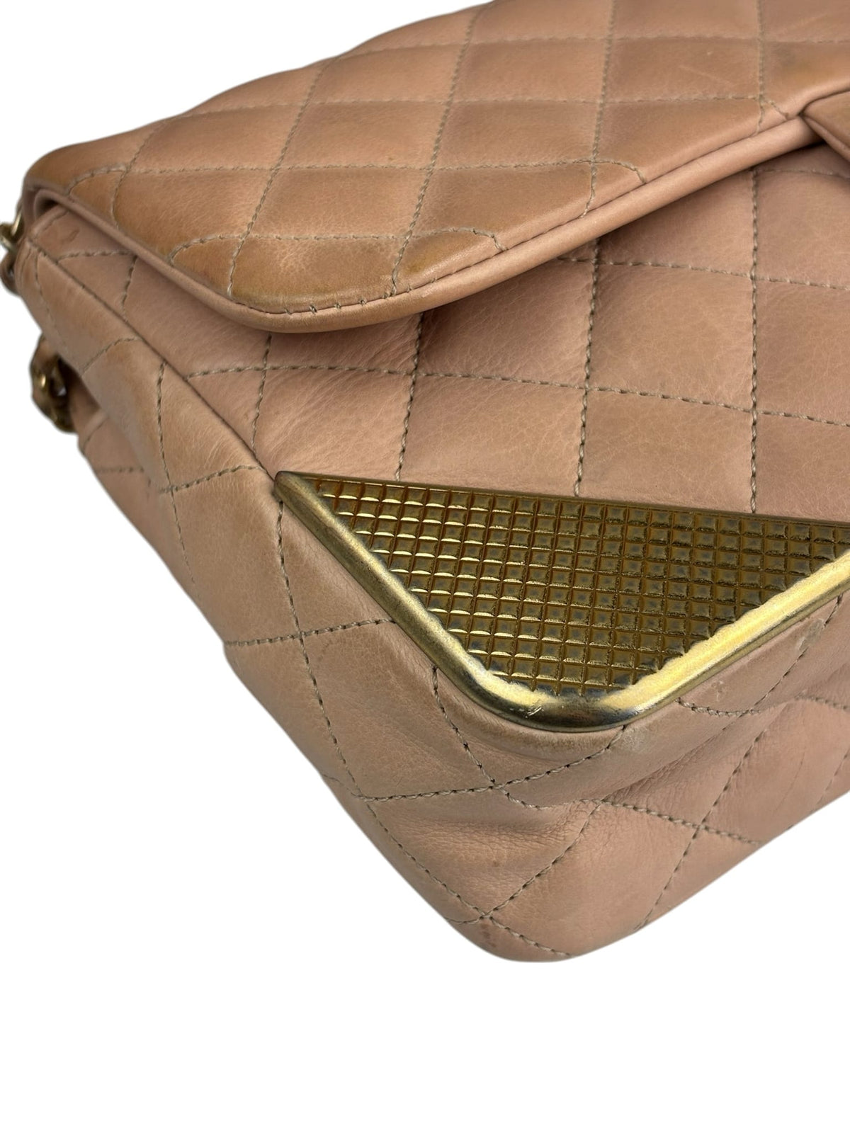 Chanel Blush Pink Quilted Lambskin Rock The Corner Flap Bag 2017