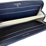 Chanel Navy Blue Long Zip Wallet