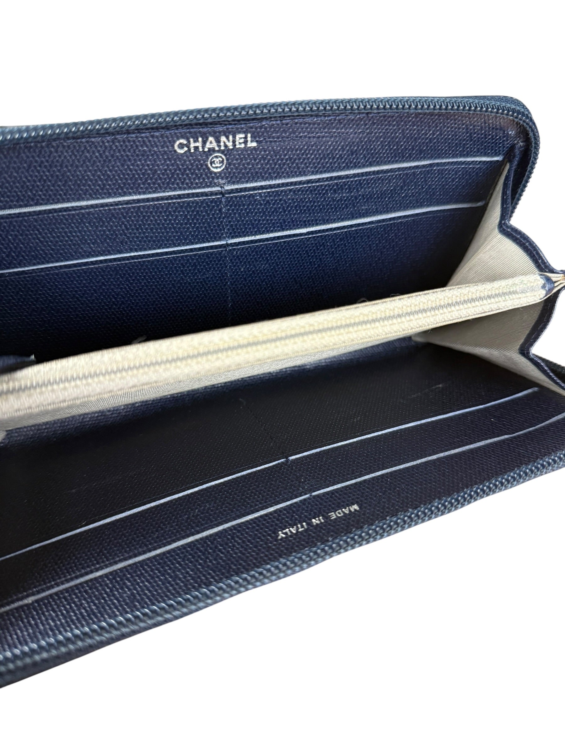 Chanel Navy Blue Long Zip Wallet