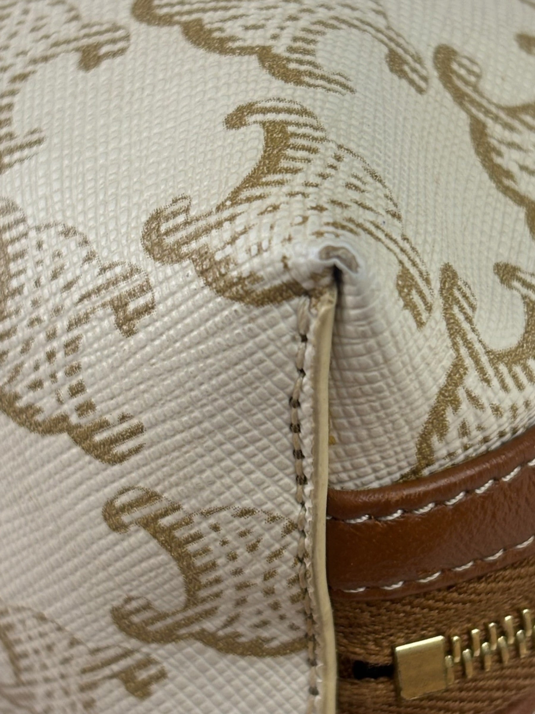 Celine Beige/Brown Leather Triomphe Chain Clutch