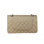 Chanel Beige Jersey Leather Trim Classic Double Flap Bag 2005