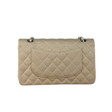 Chanel Beige Jersey Leather Trim Classic Double Flap Bag 2005