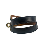Hermes Black Leather Kelly Double Tour Bracelet