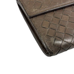 Bottega Veneta Grey Leather Intrecciato Flap Wallet