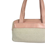 Chanel Cream/Pink Leather Lax Crochet Bowler Shoulder Bag 2004