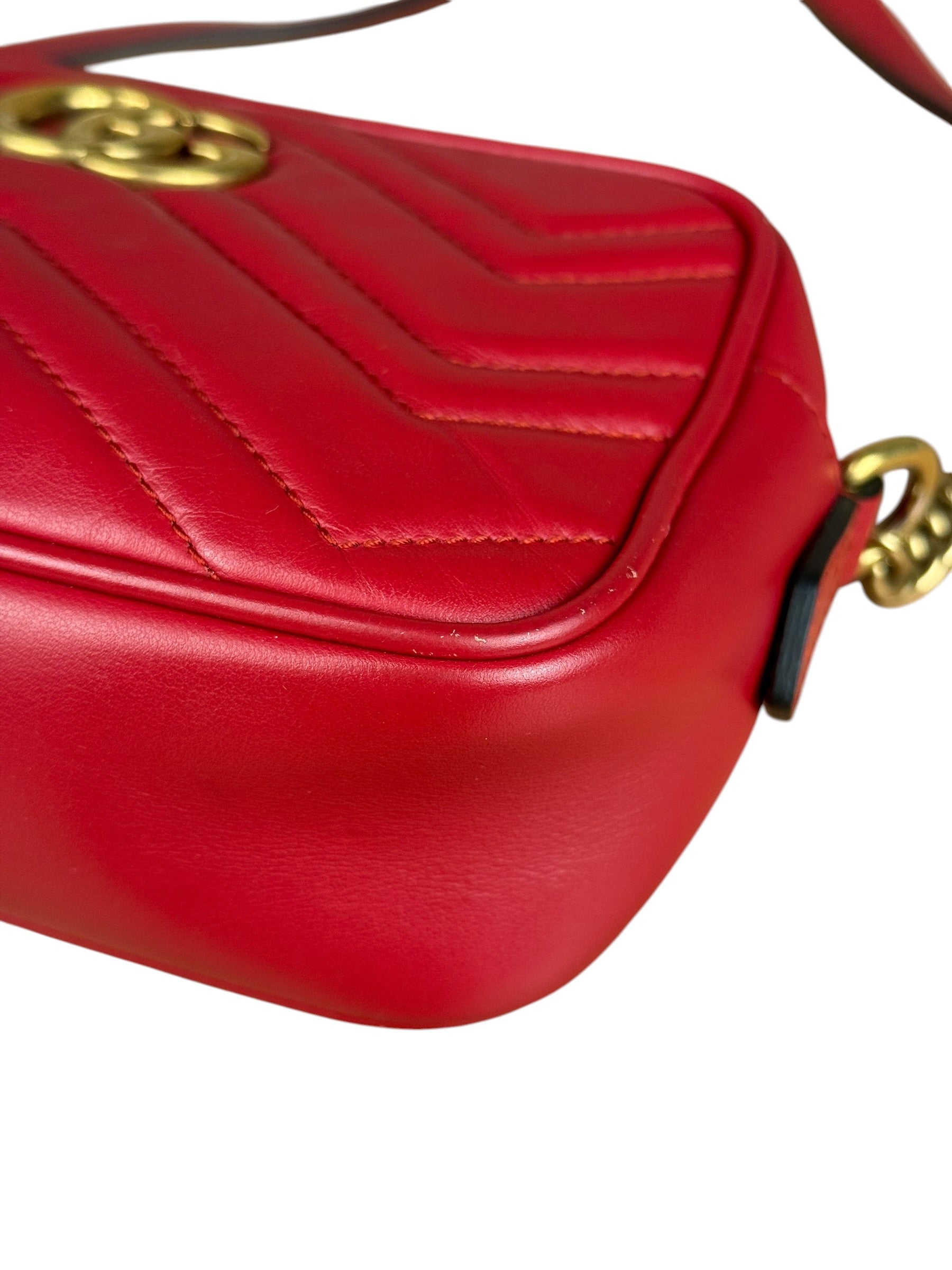 Gucci Leather GG Red Marmont Crossbody