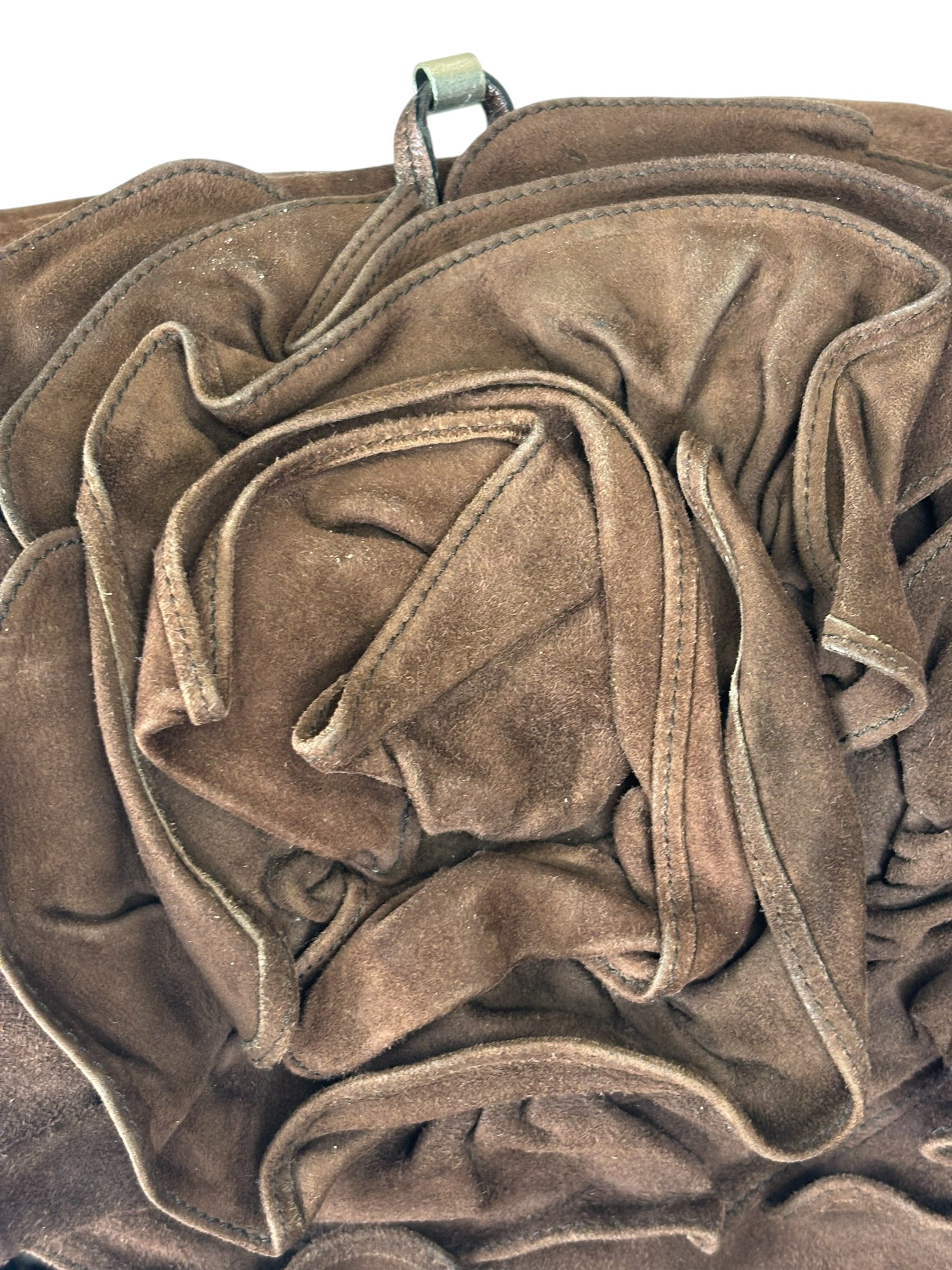 Yves Saint Laurent Brown Suede/Leather Trim Naja Rose Petal Hobo Bag