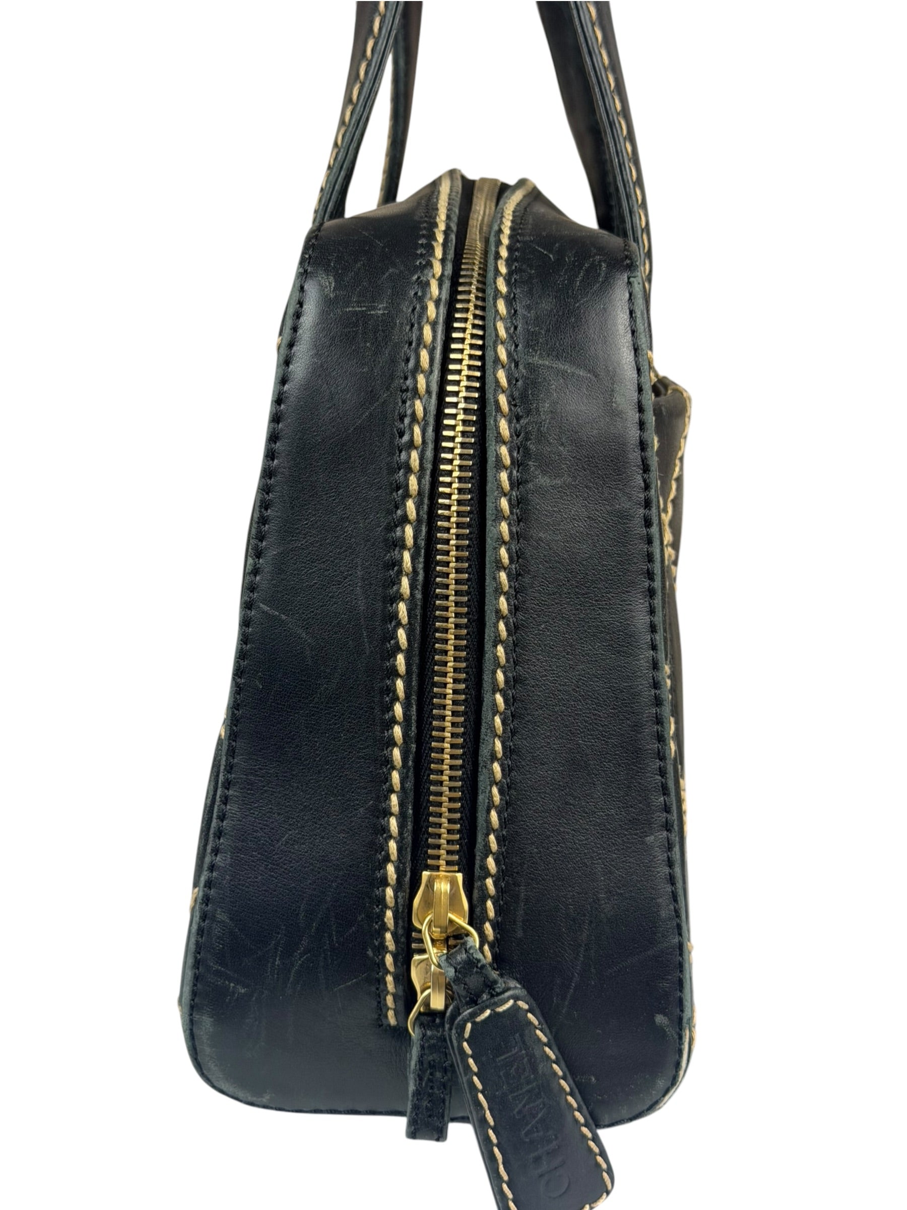 Chanel Black Quilted Leather Wild Stitch Bowler Bag 2003