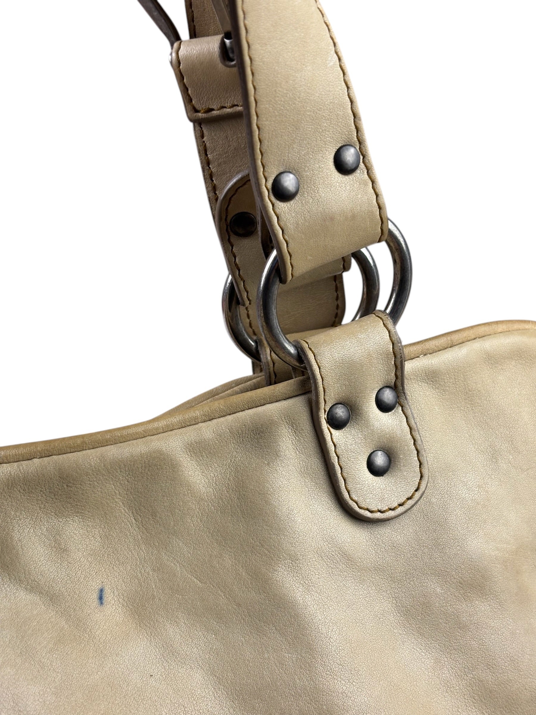 Christian Dior Beige Large Gaucho Double Saddle Shoulder Bag