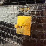 Hermes 1985 Black Crocodile Kelly 35