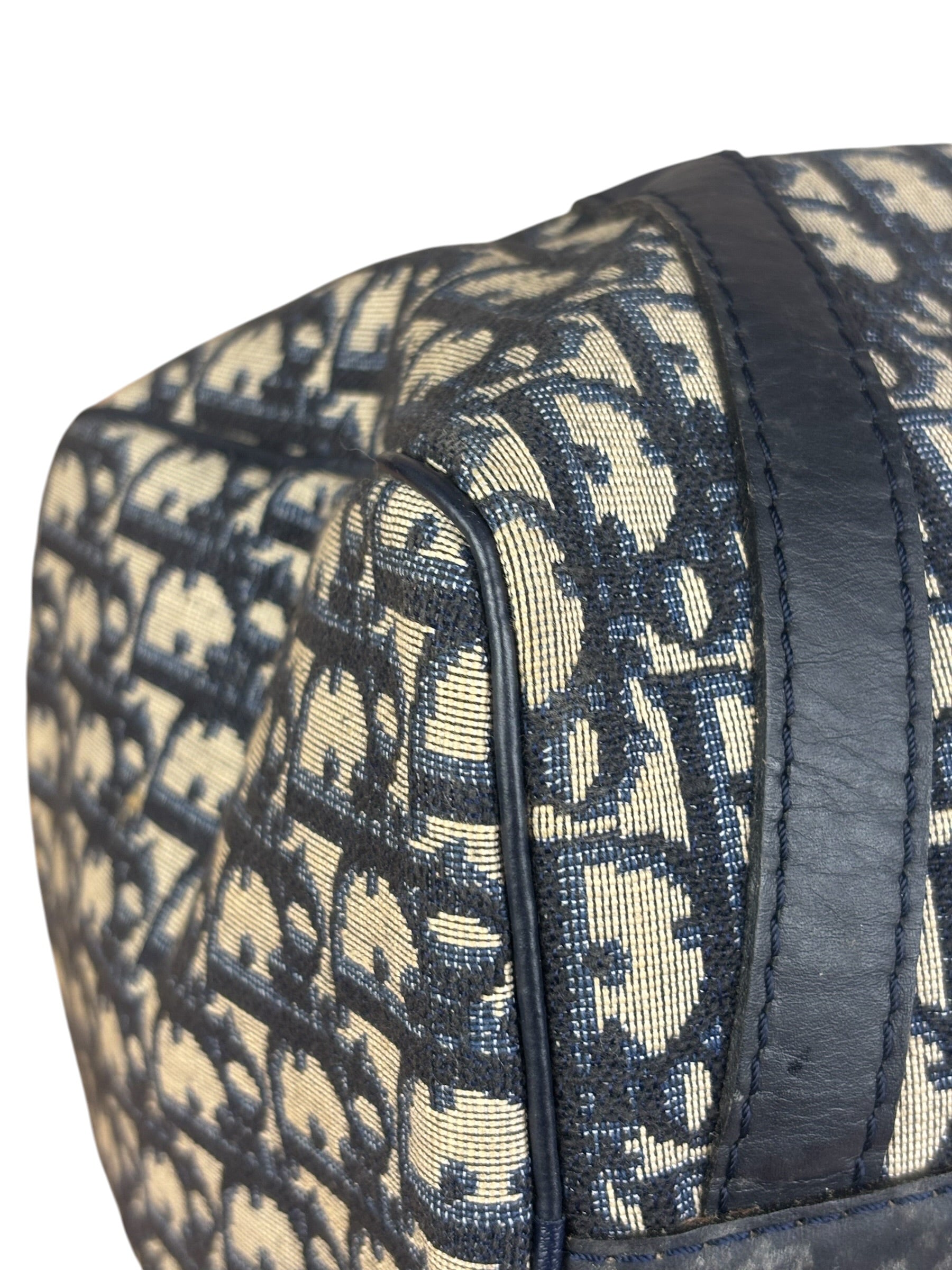 Christian Dior Vintage Blue Oblique Trotter Boston Bag