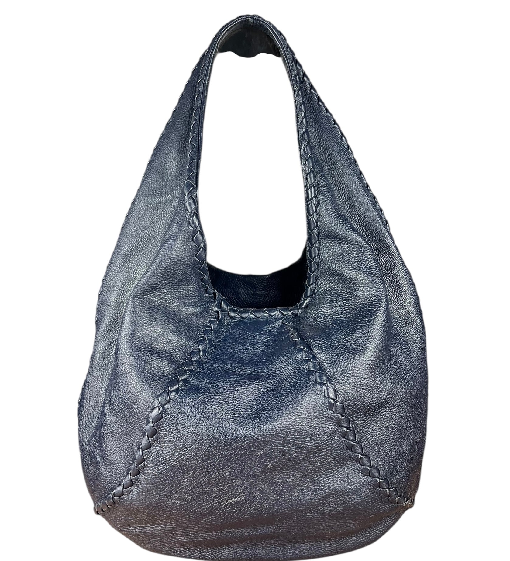 Bottega Veneta Blue Intrecciato Hobo Shoulder Bag