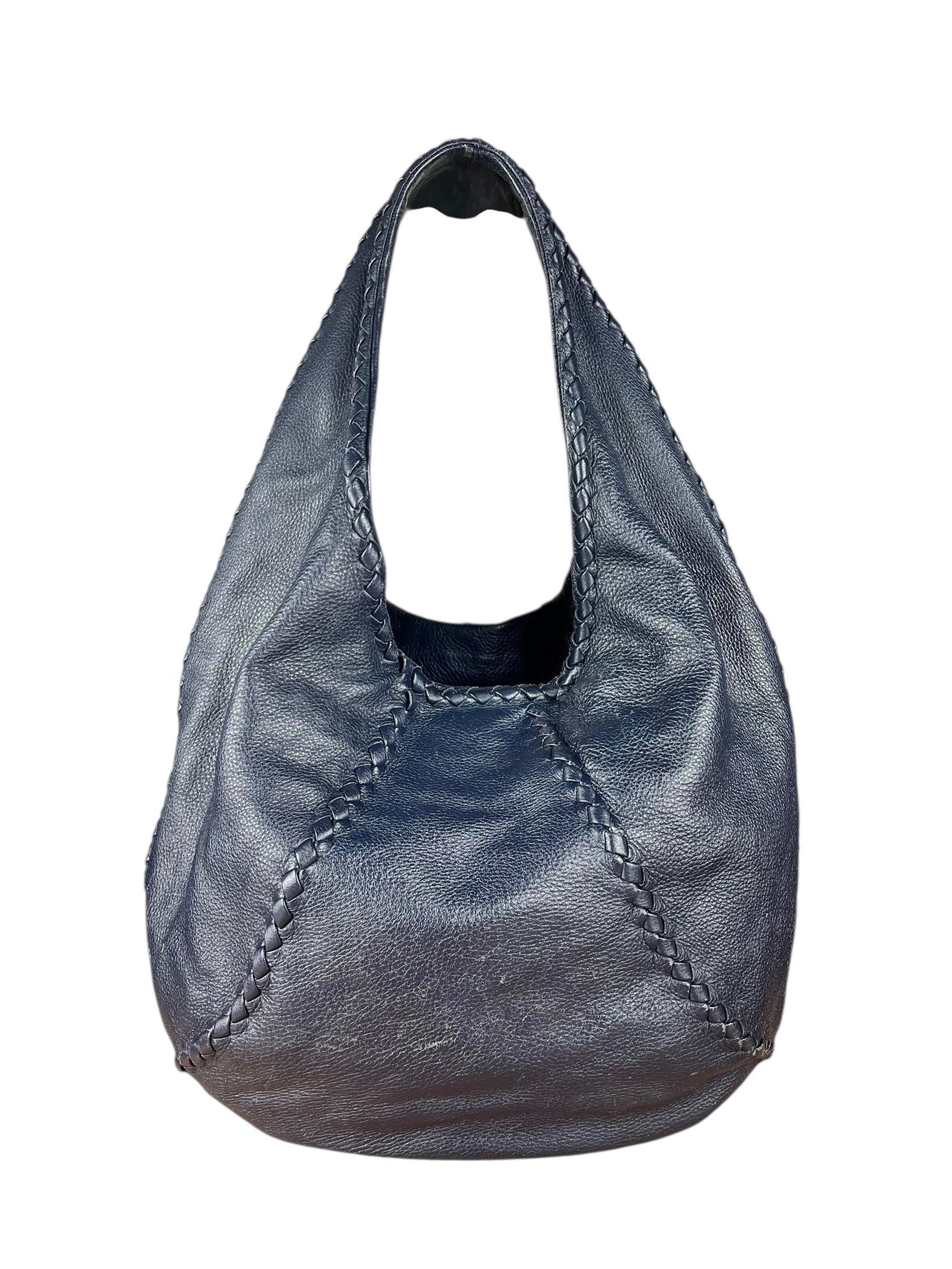 Bottega Veneta Blue Intrecciato Hobo Shoulder Bag