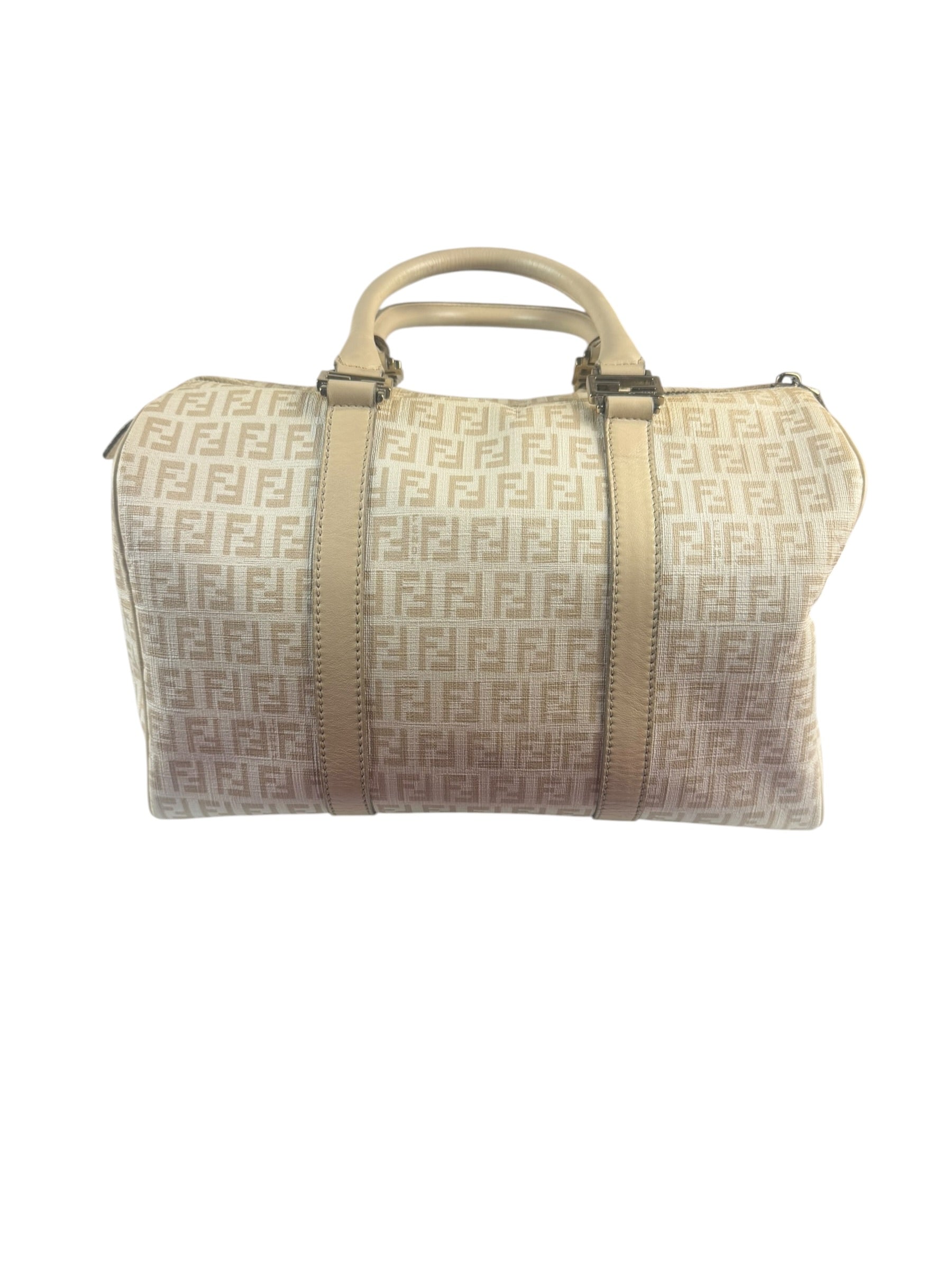 Fendi Vintage Beige Zucca Mini Boston Bag
