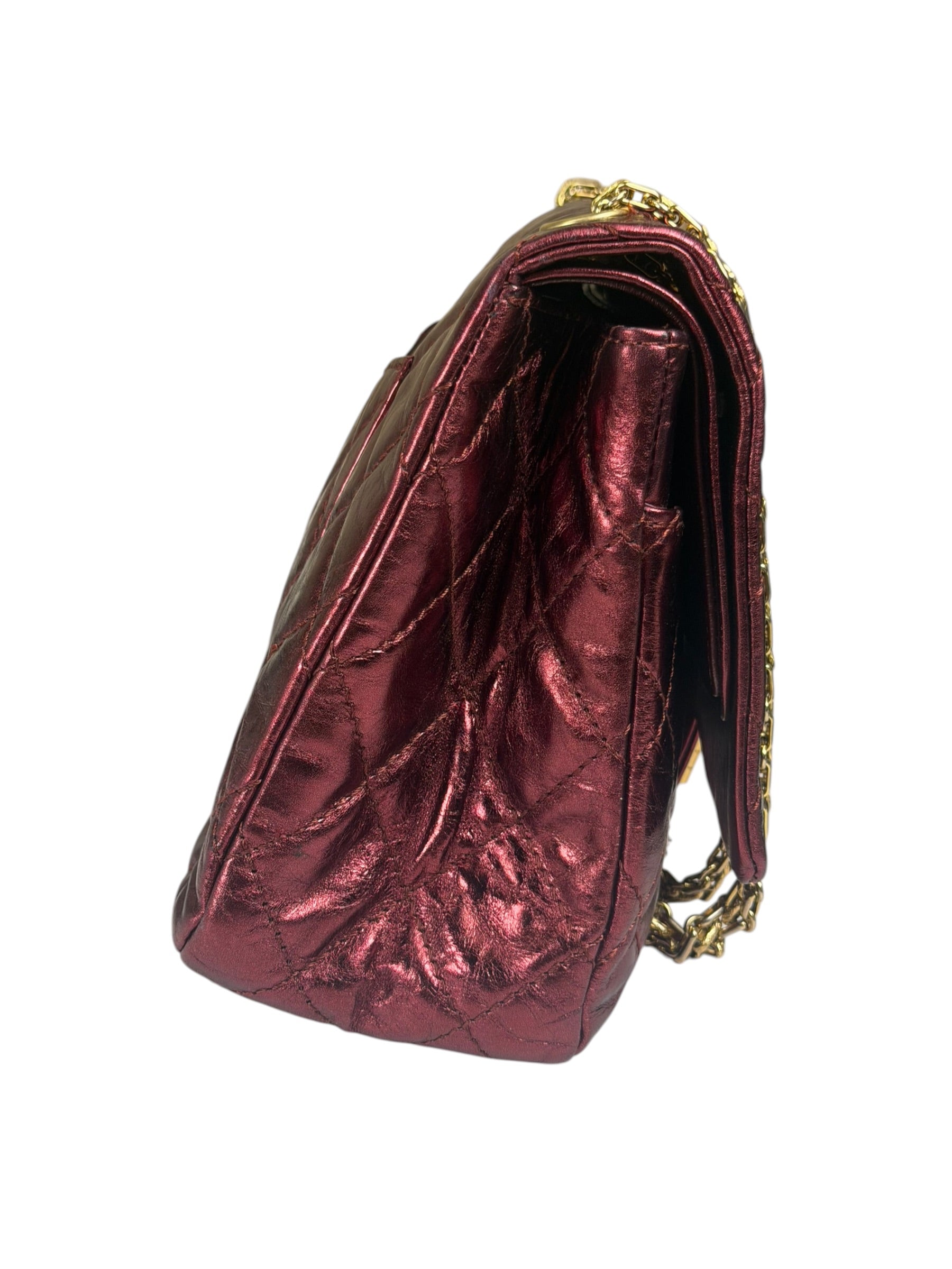 Chanel Patent Burgundy Quilted Leather 2.55 Reissue Double Flap Bag 2008