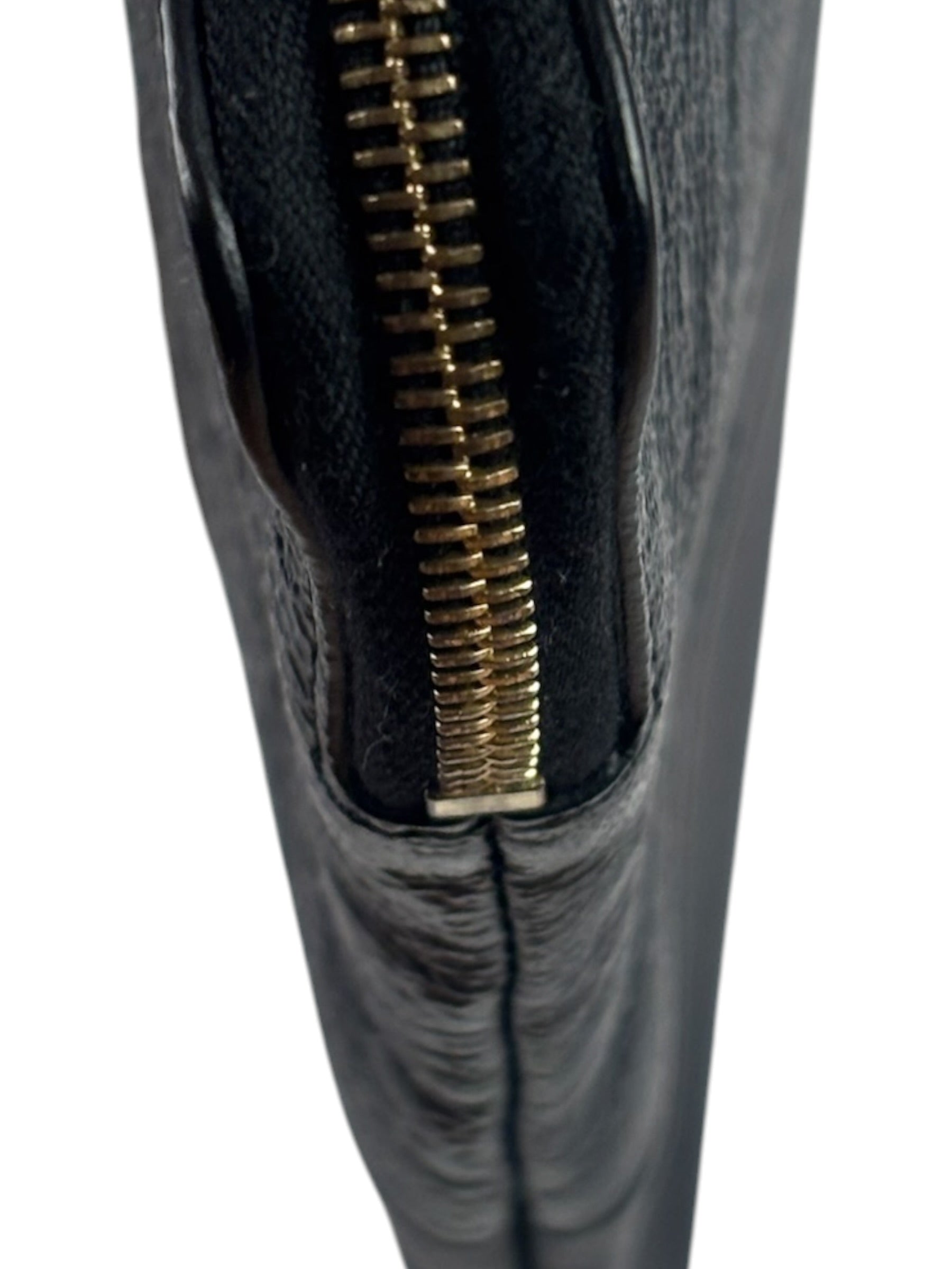 Celine Black Leather Solo Zipper Clutch