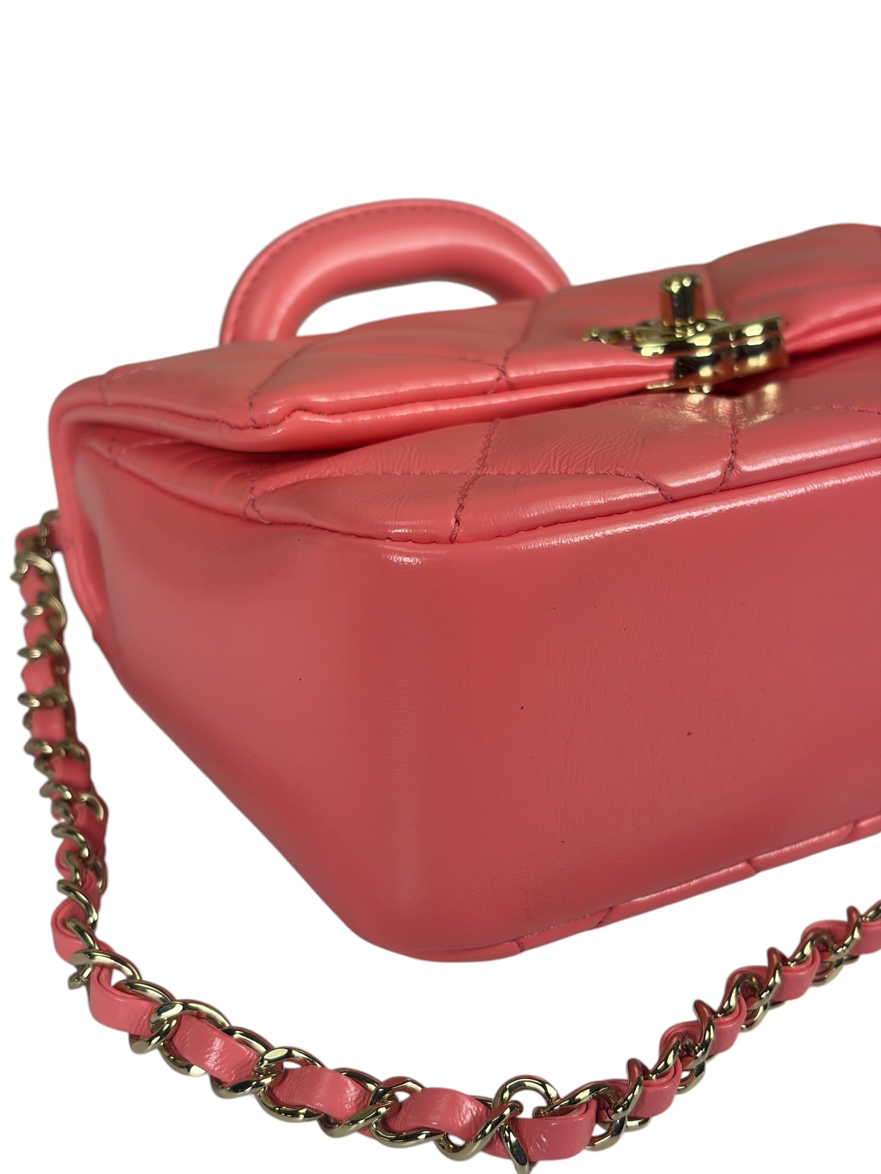 Chanel Pink Quilted Lambskin Two-Way Bag 2021