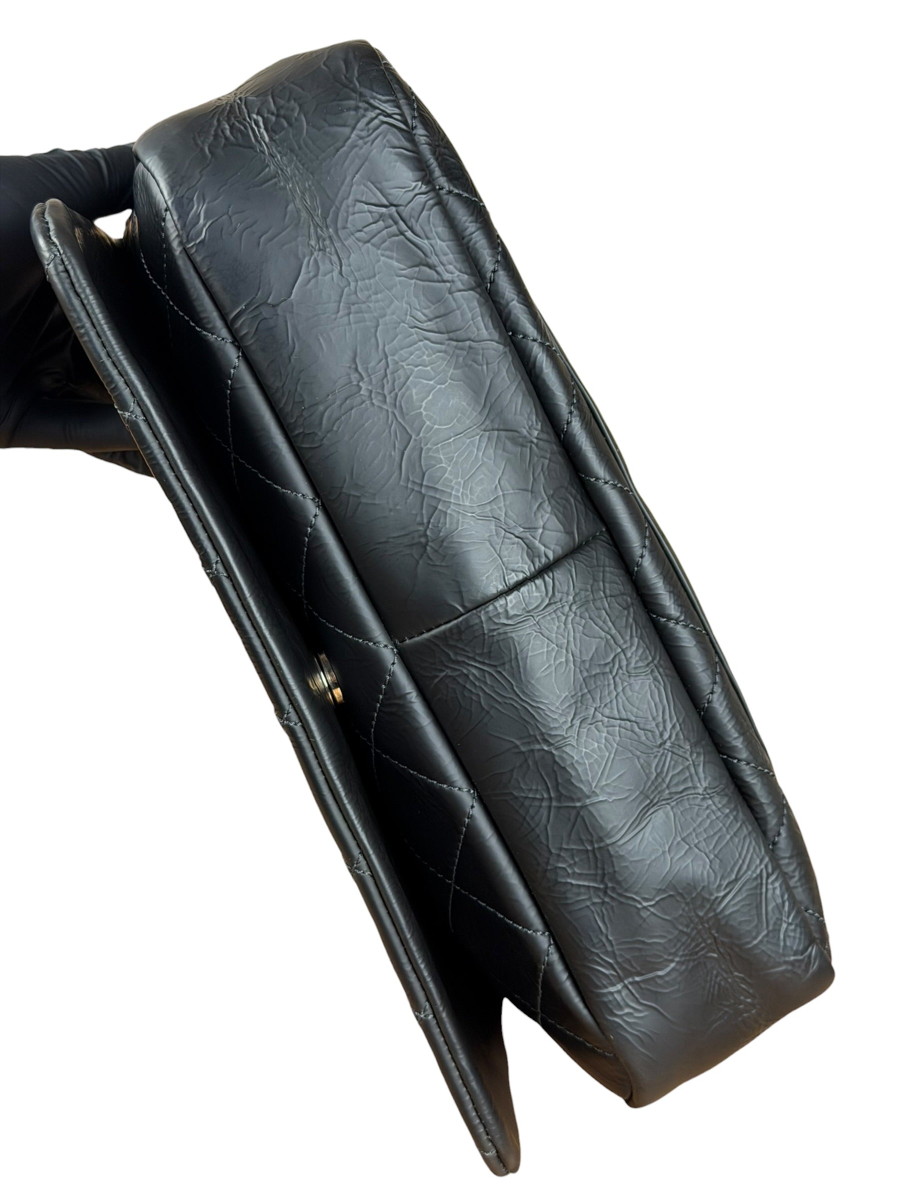 Chanel Black Leather Ultimate Stitch Single Flap Bag 2010