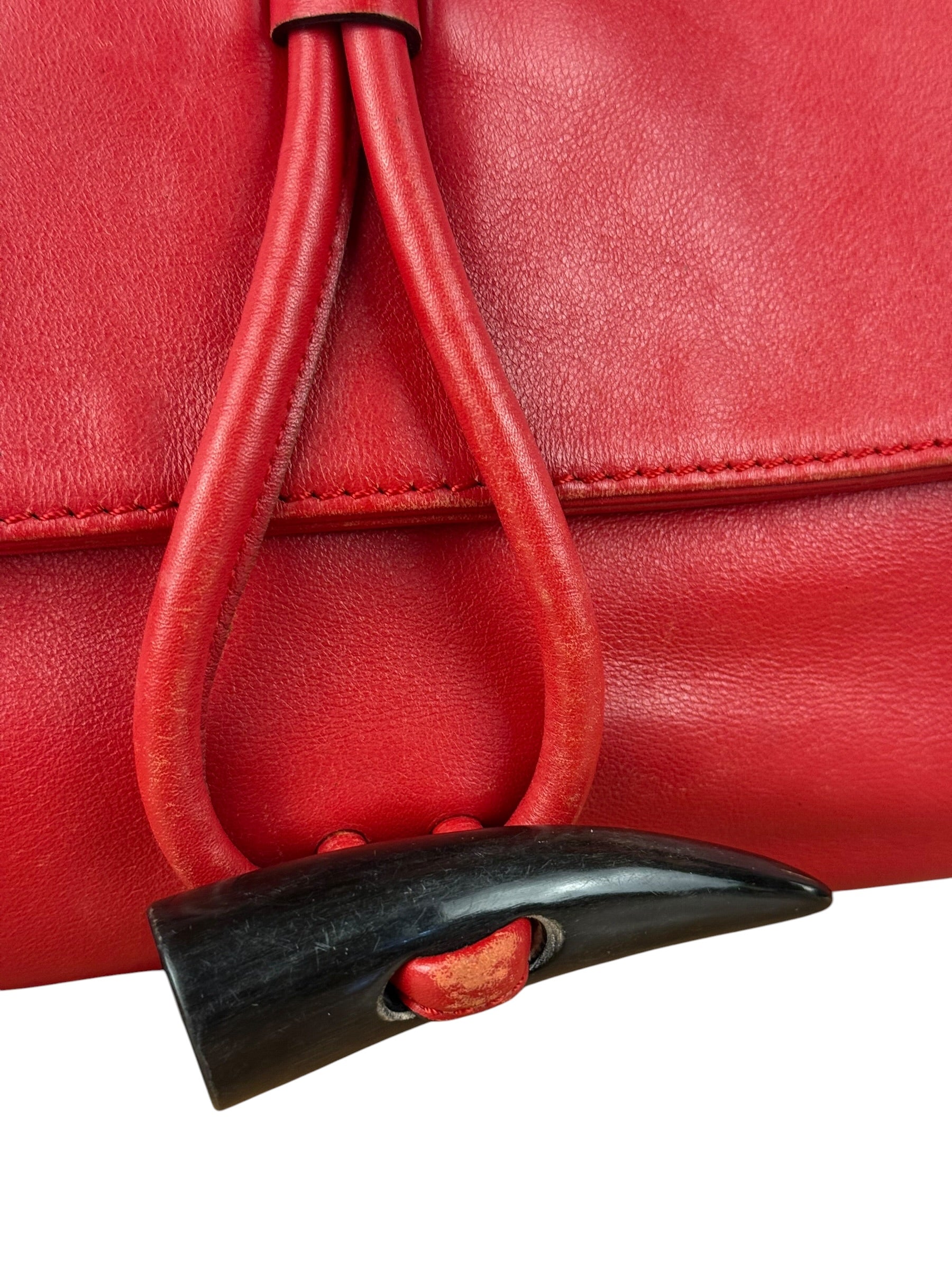 Burberry Red Leather Haymarket Check Shoulder Bag