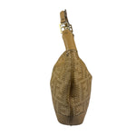 Fendi Beige Leather Trim Woven Hobo Bag