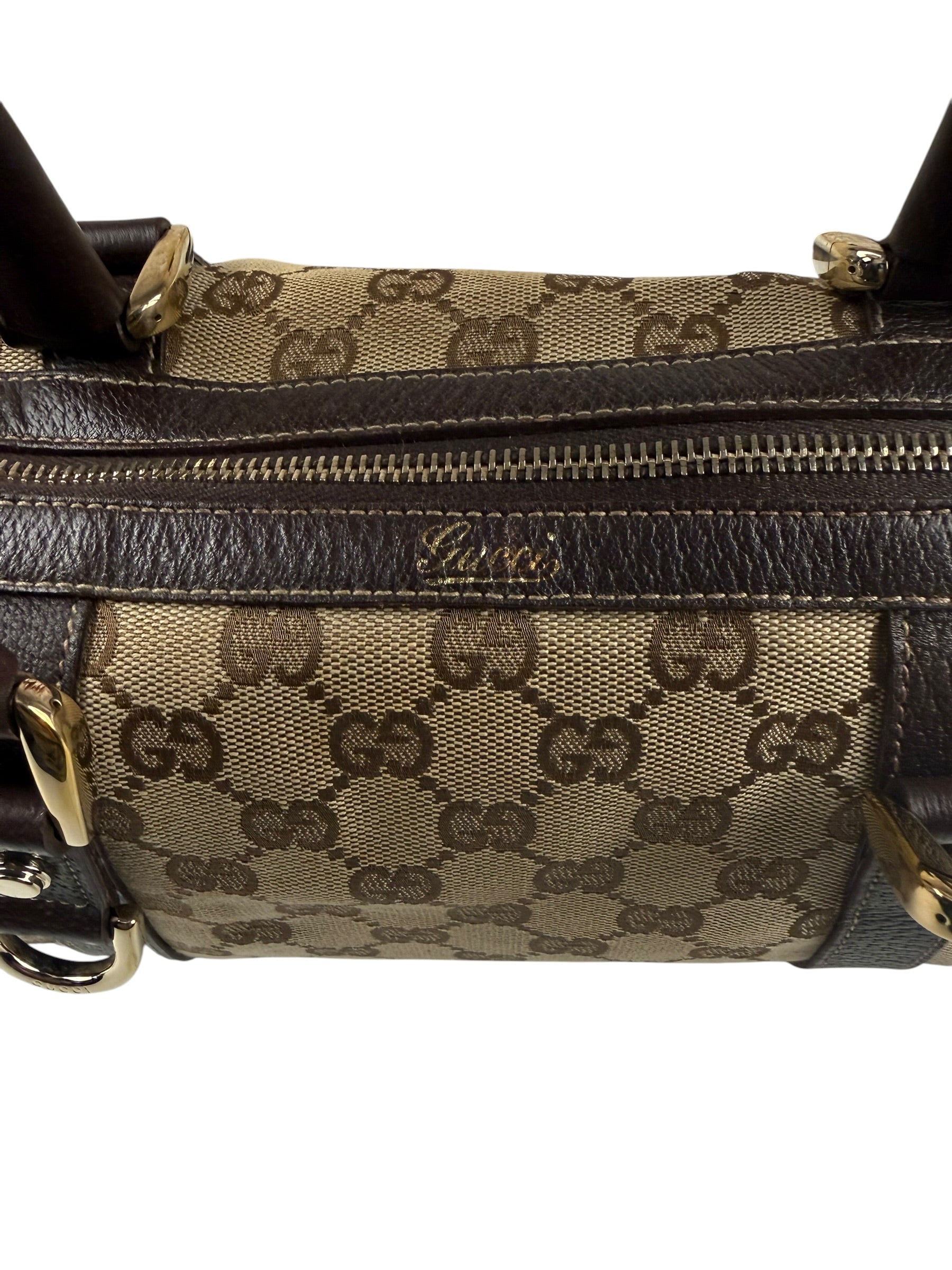 Gucci GG Canvas Top Handle Mini Boston Handbag