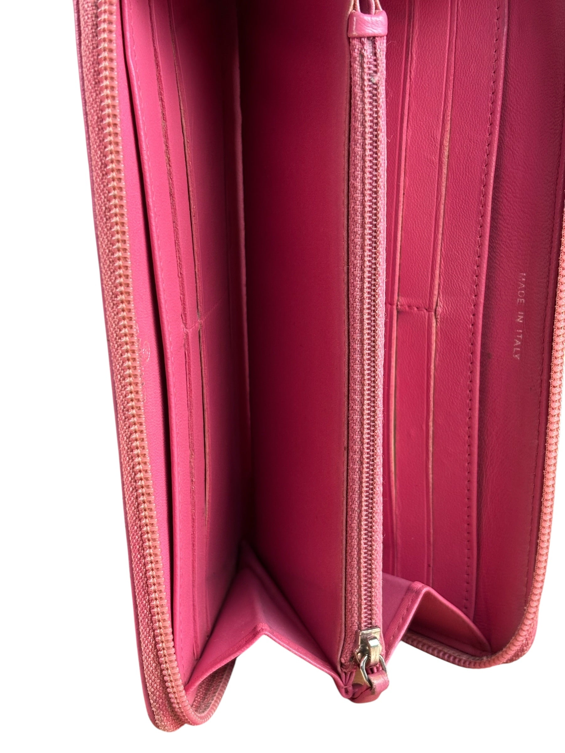 Chanel Pink Camellia Embossed Leather Zip-Around Wallet 2012