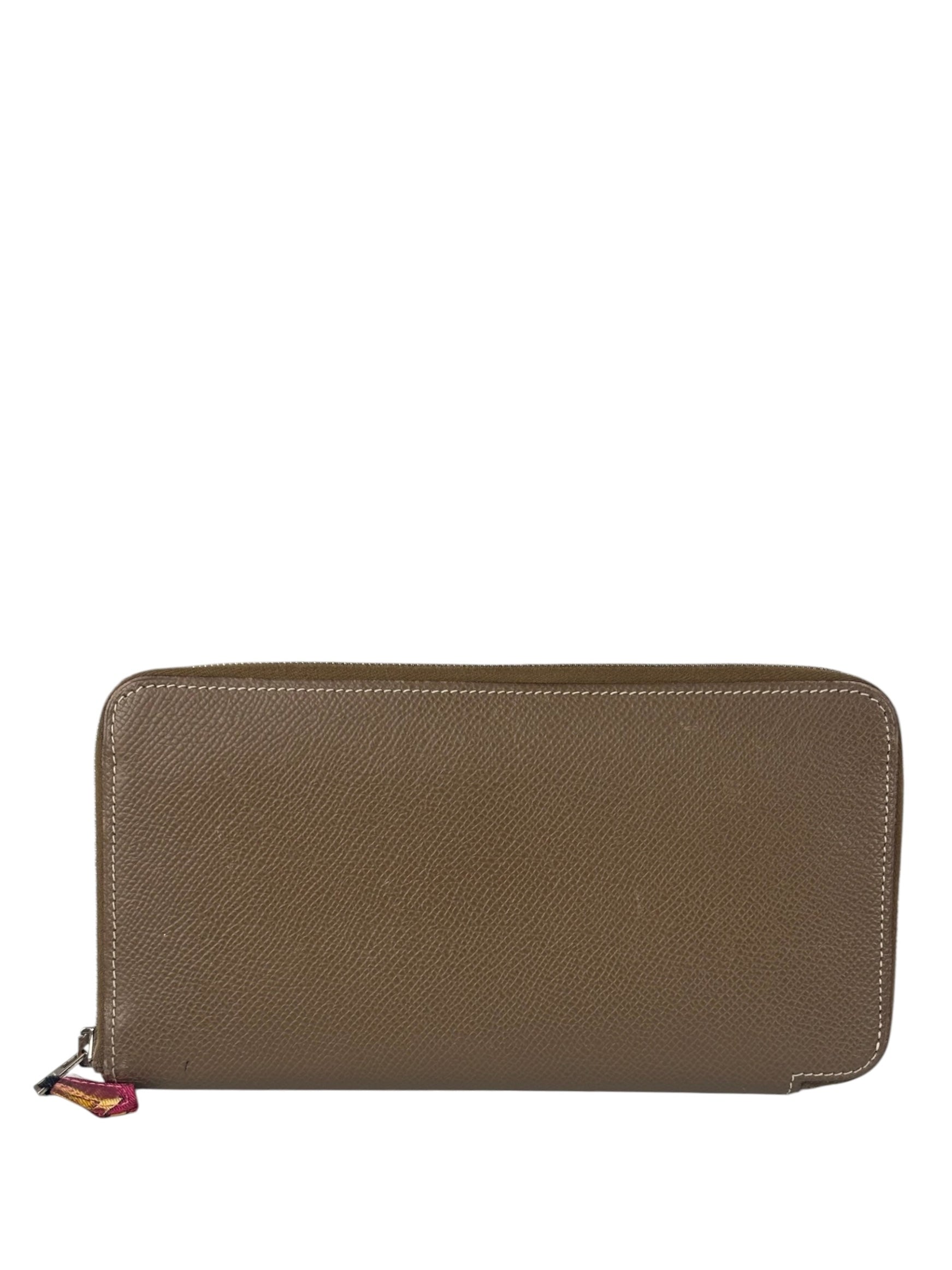 Hermes Taupe Epsom Leather Silk'In Long Wallet 2009