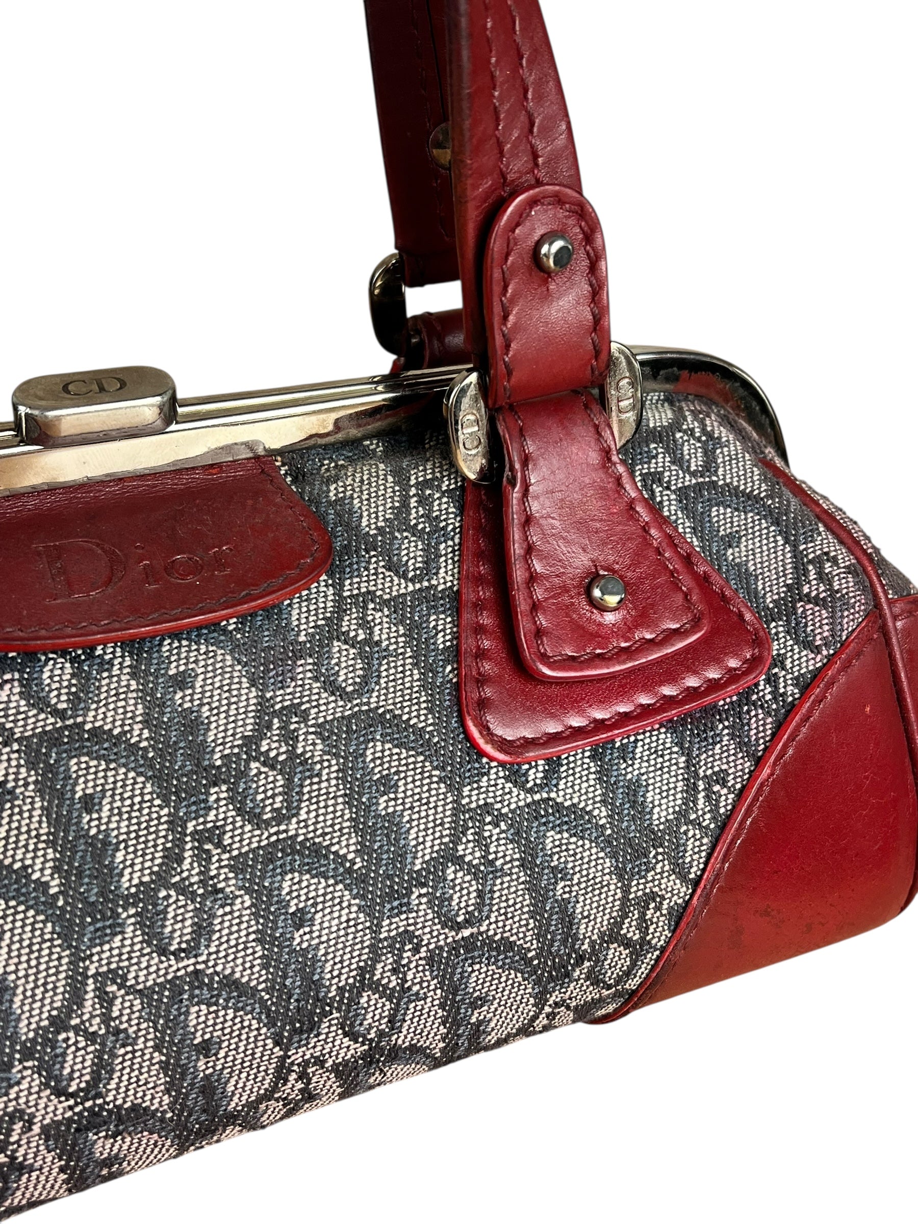 Christian Dior 2005 Doctor Bag Navy/Red Leather Trim