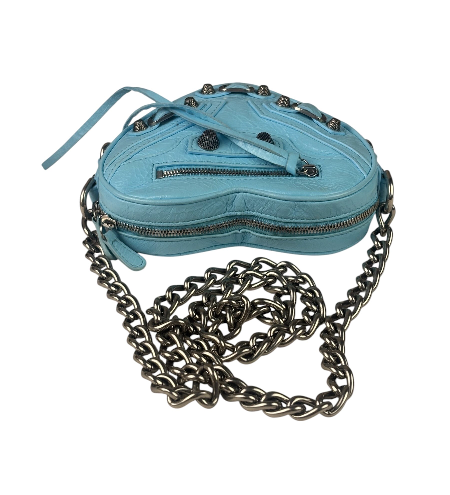 Balenciaga Blue Leather Le Cagole Mini Heart Crossbody