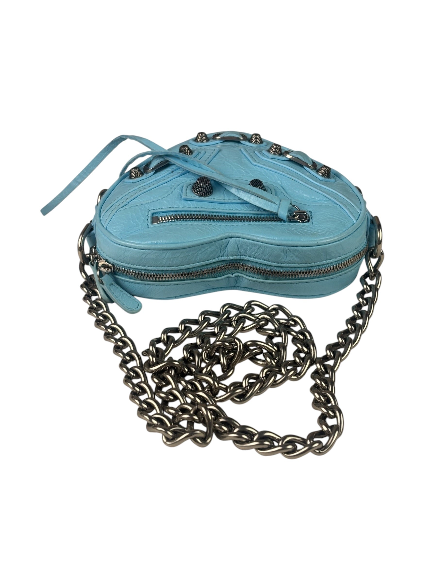 Balenciaga Blue Leather Le Cagole Mini Heart Crossbody