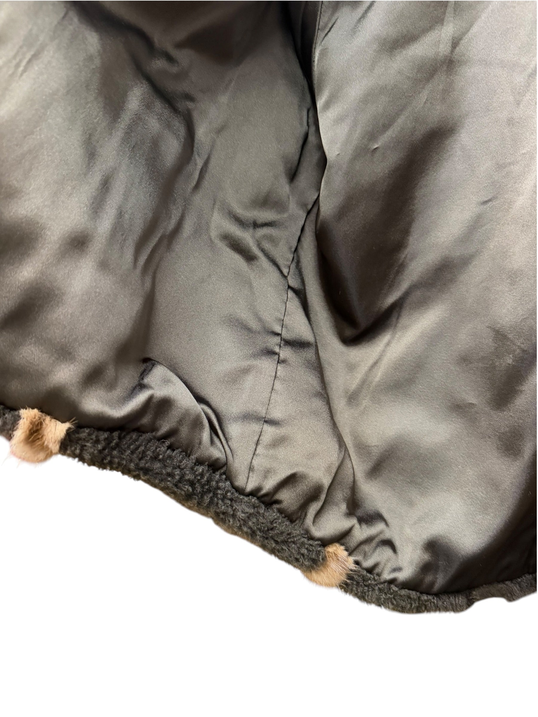Vintage Brown Sherpa Fur Trimmed Coat