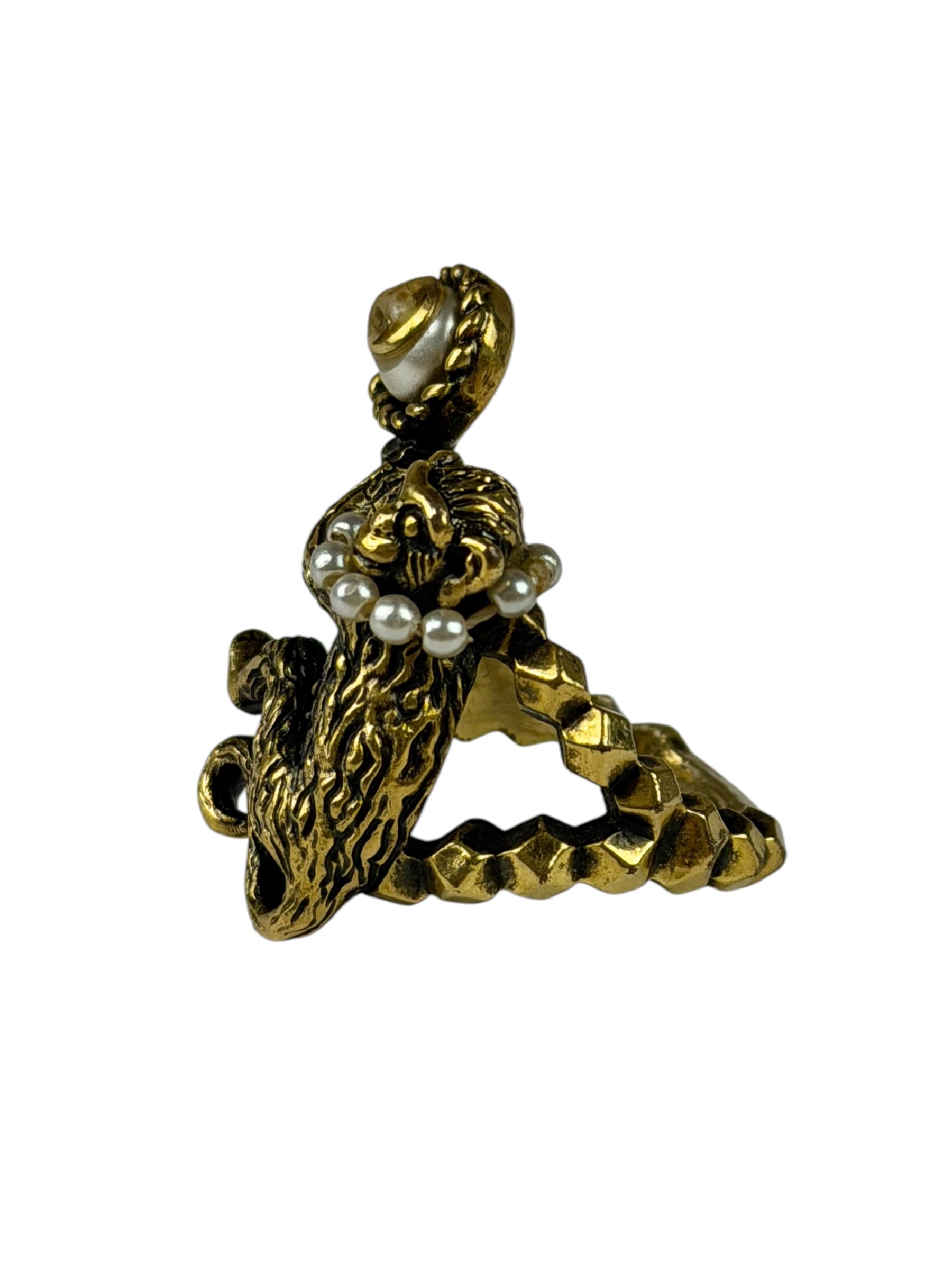 Gucci Faux Pearl Monkey Ring