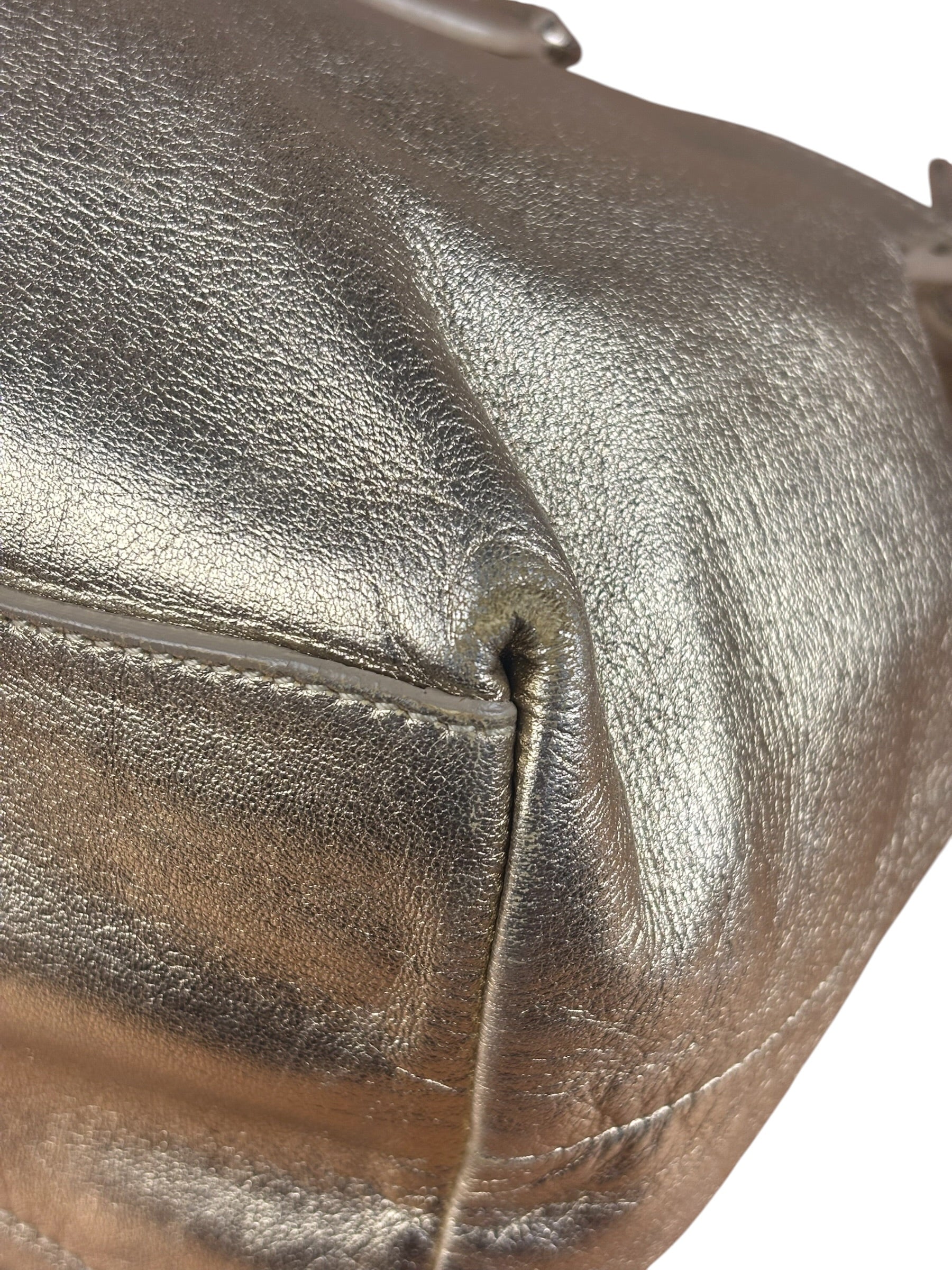 Prada Vintage Metallic Gold Leather Satchel Handbag
