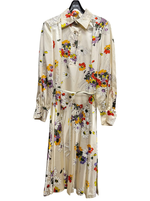 Christian Dior Cream Floral Miss Dior Satin Shirt Dress