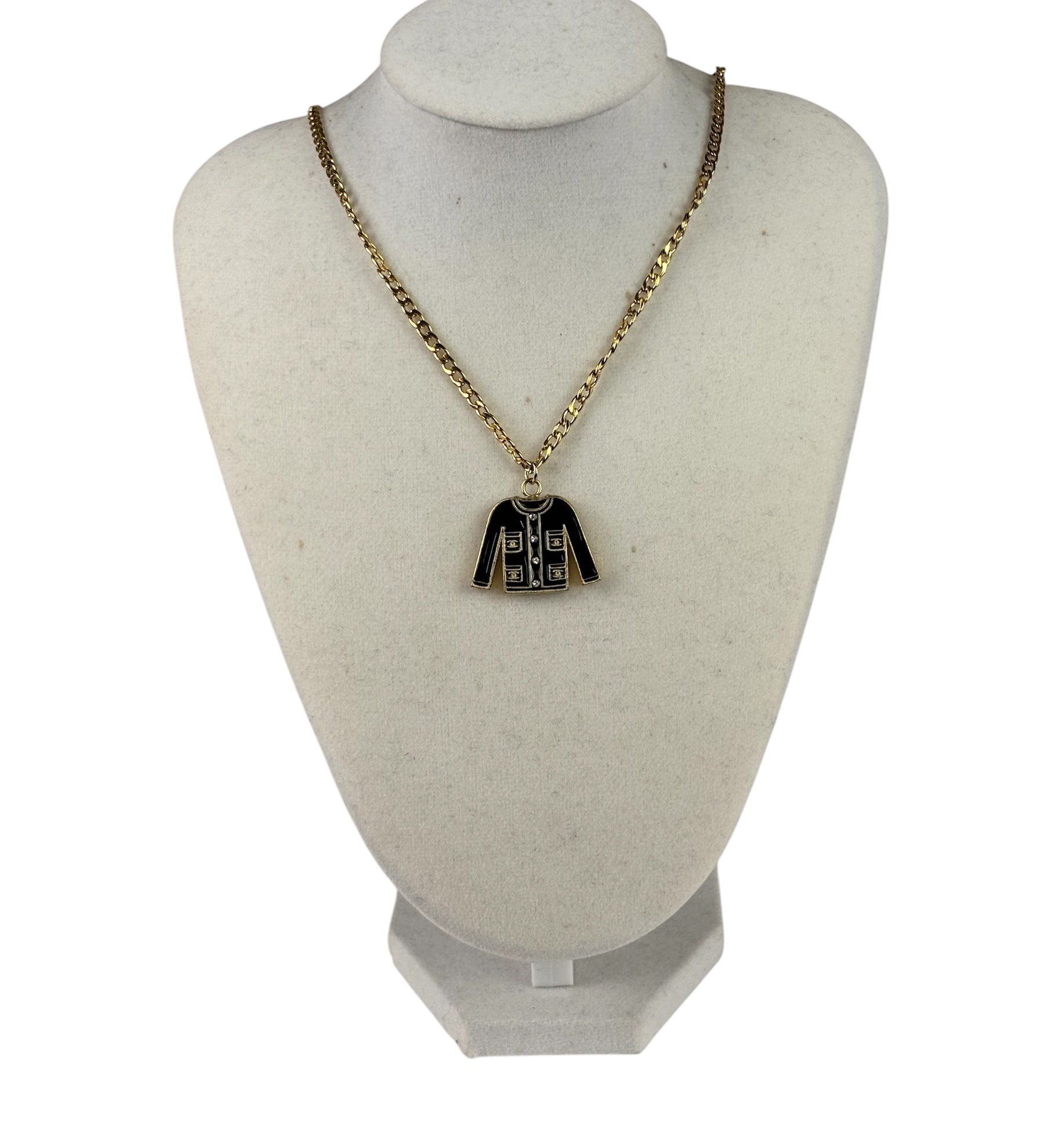 Chanel Black/Gold Jacket Pendant CC Logos Necklace