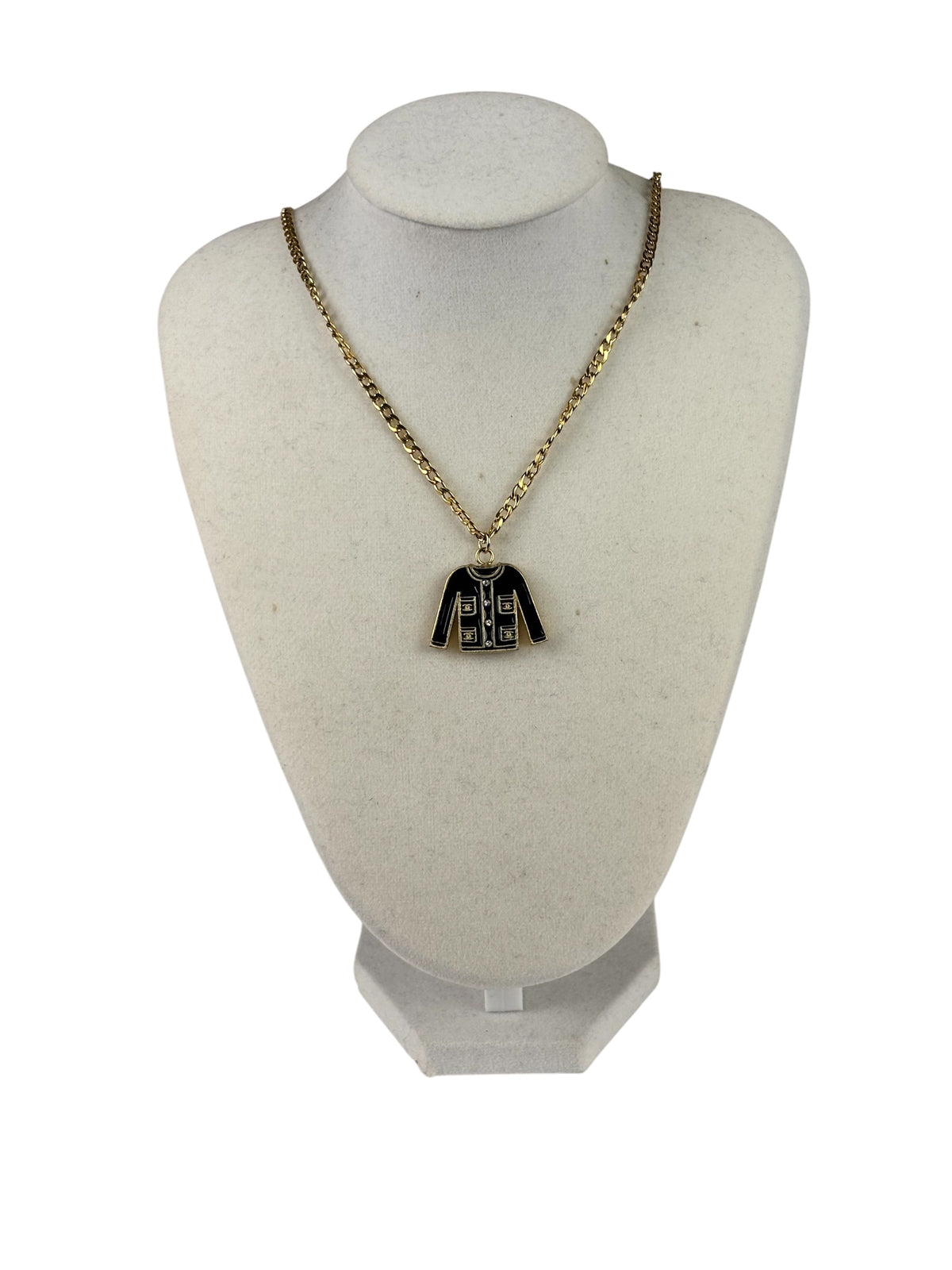 Chanel Black/Gold Jacket Pendant CC Logos Necklace