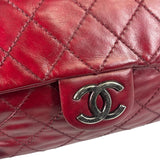 Chanel Red Quilted Calfskin Glazed Medium Duo Flap Bag 2012