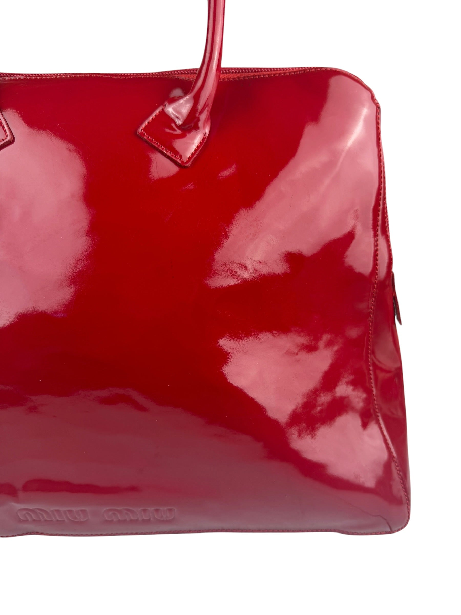 Miu Miu Glossy Candy Red Patent Leather Tote Bag